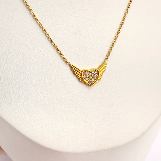 Collar Corazón Alado Brillante - 50cm - Glamora