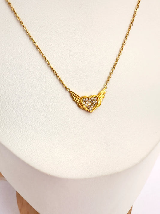 Collar Corazón Alado Brillante - 50cm - Glamora