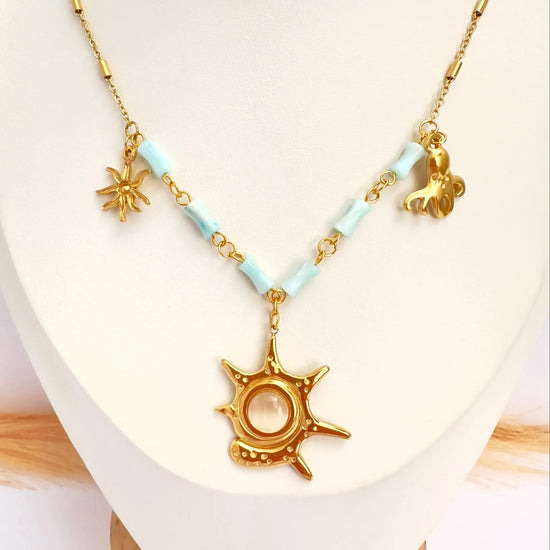 Collar Costa de Oro con Dijes Marinos – 50 cm - Glamora