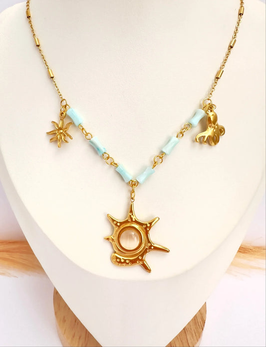 Collar Costa de Oro con Dijes Marinos – 50 cm - Glamora