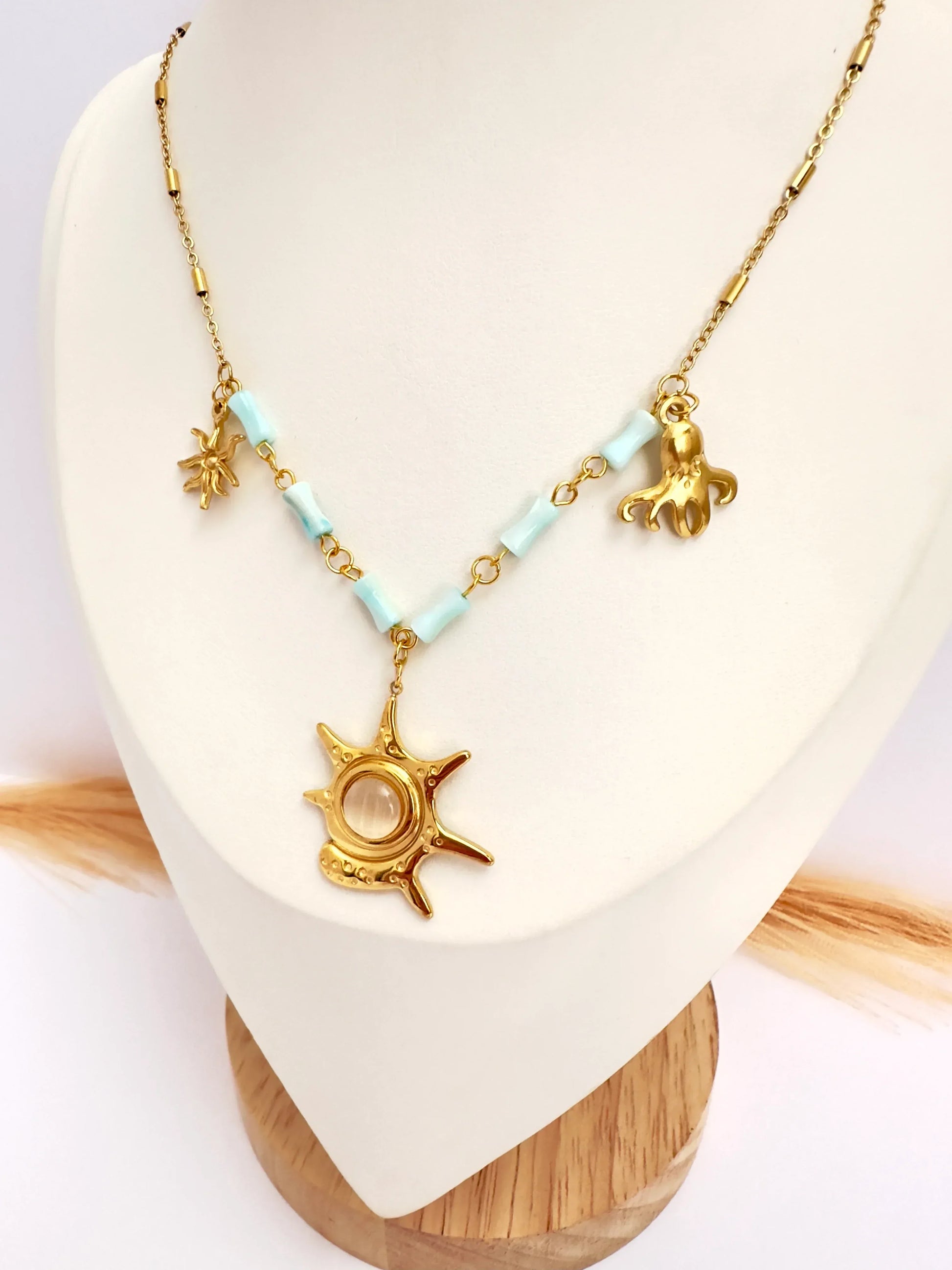 Collar Costa de Oro con Dijes Marinos – 50 cm - Glamora