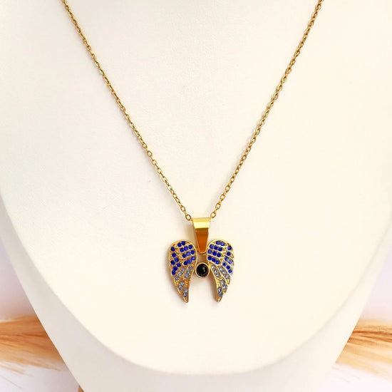Collar Alas de Luz con Circones Azules – 50 cm - Glamora