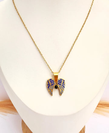 Collar Alas de Luz con Circones Azules – 50 cm - Glamora