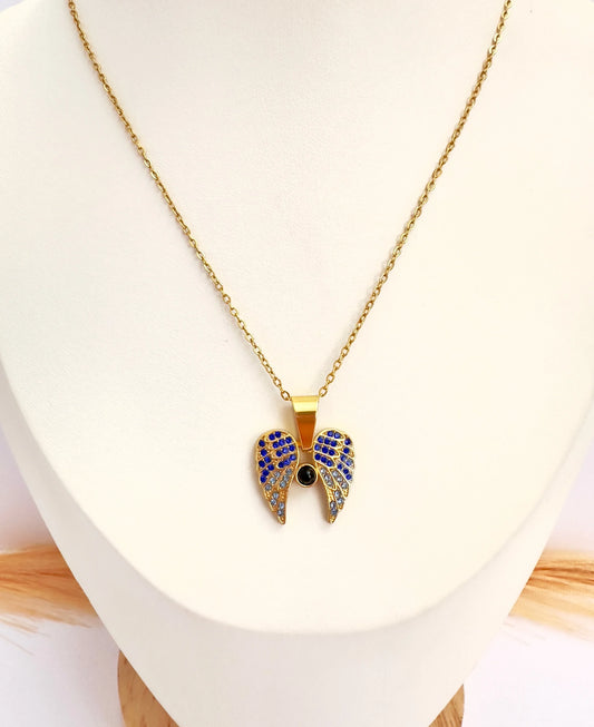 Collar Alas de Luz con Circones Azules – 50 cm - Glamora