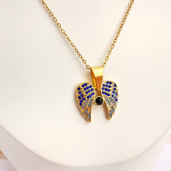 Collar Alas de Luz con Circones Azules – 50 cm - Glamora