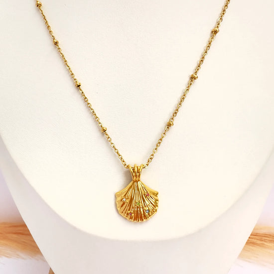 Collar Conchita Oro con Circones Multicolor – 50 cm - Glamora