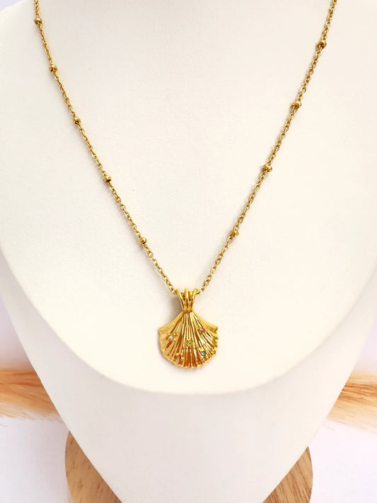 Collar Conchita Oro con Circones Multicolor – 50 cm - Glamora