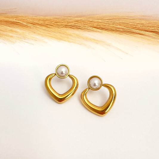 Pendientes Perla Contorno Oro