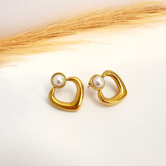 Pendientes Perla Contorno Oro