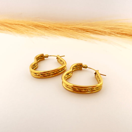 Argollas Corazón de Oro - 2,5cm - Enchape de Oro 18k
