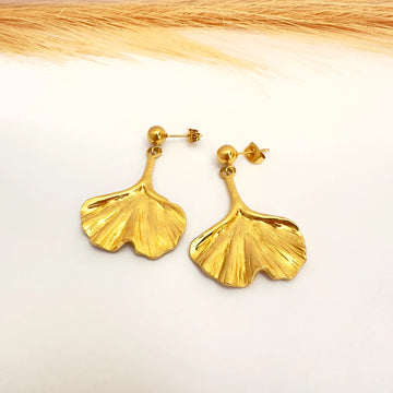 Aros Hoja de Oro Ginkgo - 4,4cm - Glamora