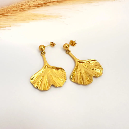 Aros Hoja de Oro Ginkgo - 4,4cm - Glamora