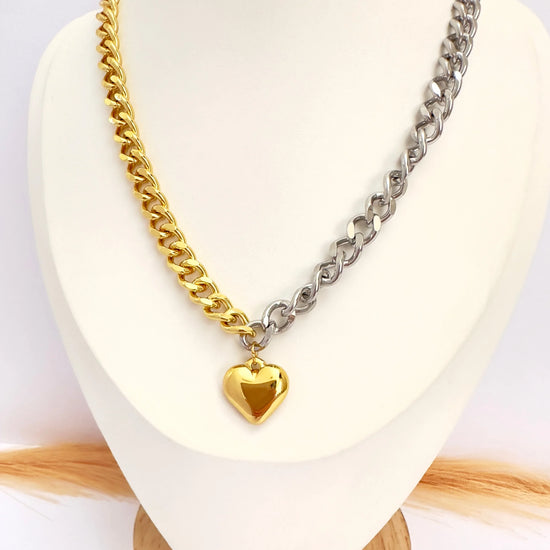 Collar Bicolor Corazón Bold – 41cm - Glamora