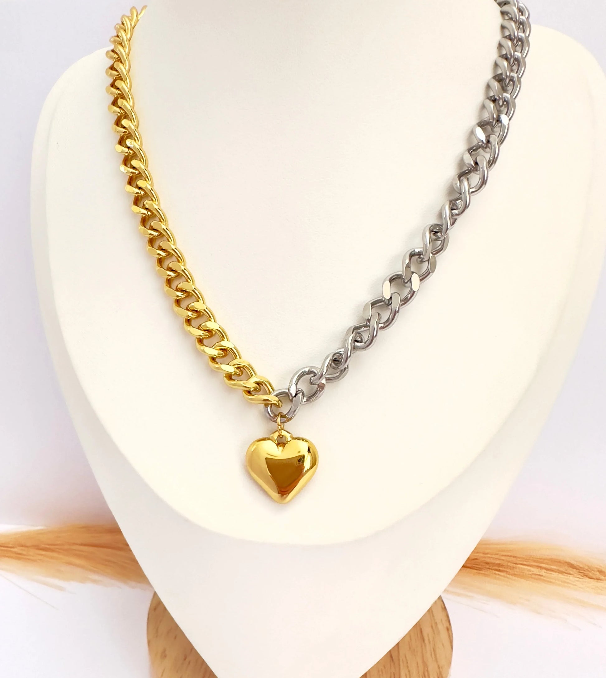 Collar Bicolor Corazón Bold – 41cm - Glamora