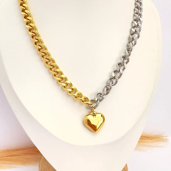 Collar Bicolor Corazón Bold – 41cm - Glamora