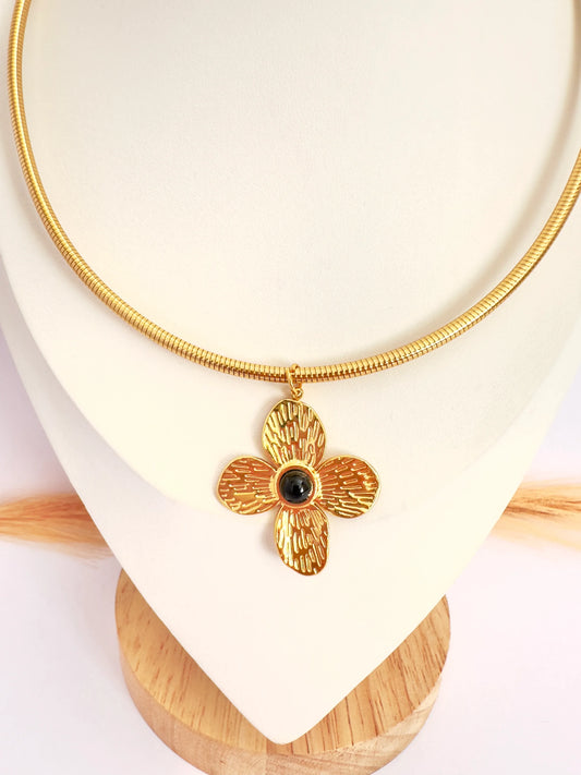 ✨ Collar tipo choker Floral - Enchape Oro 18k - Glamora