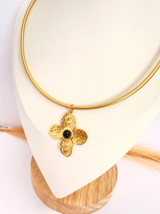 ✨ Collar tipo choker Floral - Enchape Oro 18k - Glamora