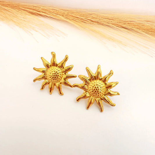 ✨ Aros Sol Oro Texturizado - 2,7cm - Glamora