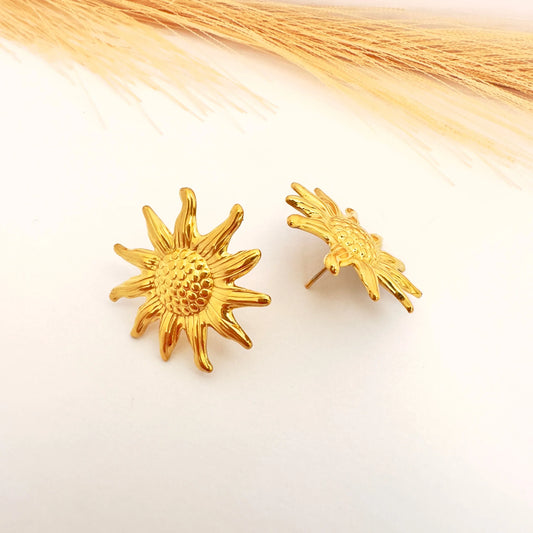 ✨ Aros Sol Oro Texturizado - 2,7cm - Glamora