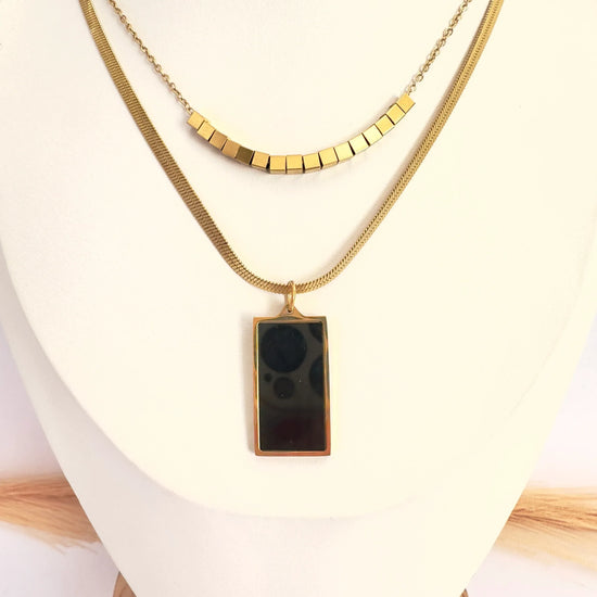 Collar Doble elegante black de Oro - Glamora