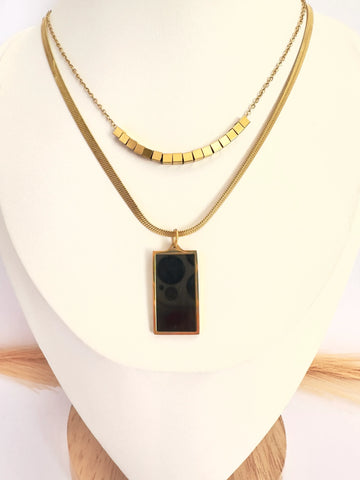Collar Doble elegante black de Oro - Glamora