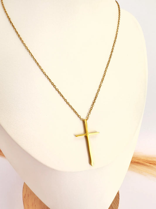 Collar Cruz Minimal Oro - Glamora