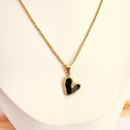 Collar Corazón black Oro - Glamora