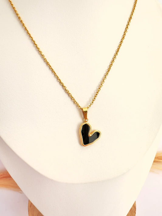 Collar Corazón black Oro - Glamora
