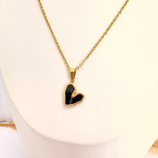 Collar Corazón black Oro - Glamora