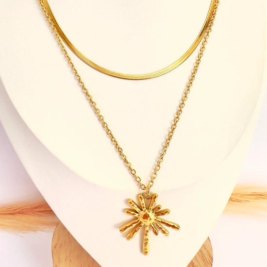 ✨ Collar Flor Radiante Doble de Oro - 50cm - Glamora