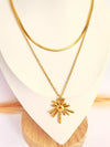 ✨ Collar Flor Radiante Doble de Oro - 50cm - Glamora