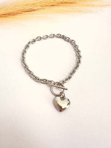 Pulsera Corazón plateado