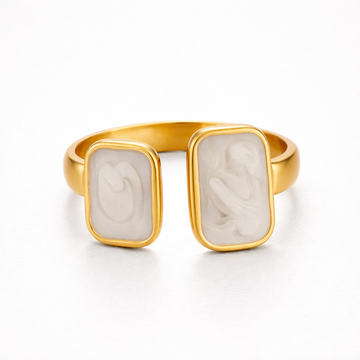 Anillo Doble Relieve - Enchape de Oro 18k -Ajustable