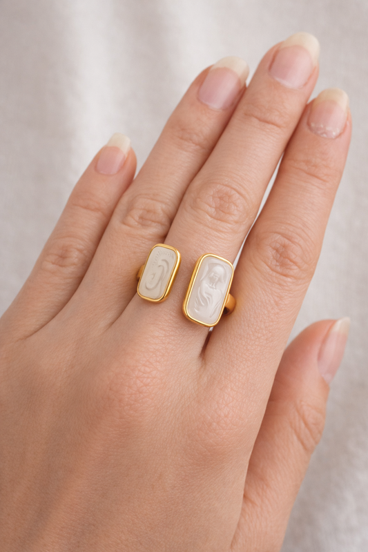 Anillo Doble Relieve - Enchape de Oro 18k -Ajustable