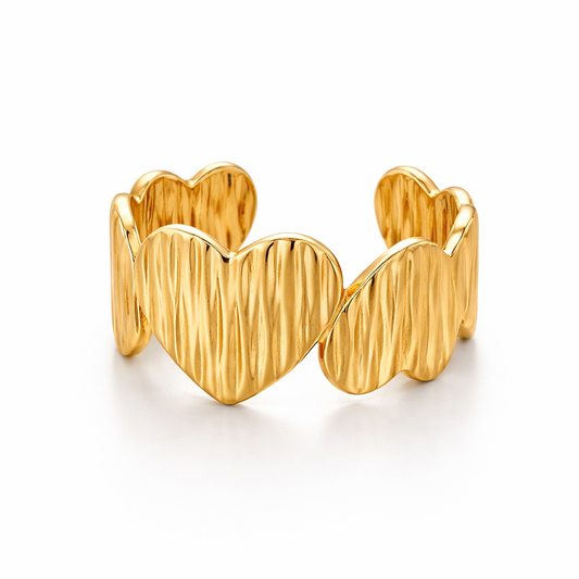 Anillo Corazones Gold - Enchape de Oro 18k - Ajustable