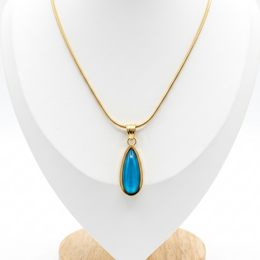 Collar Gota Turquesa 2- Enchape de Oro 18k
