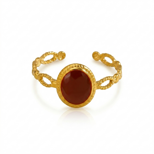 Anillo Burdeo - Enchape de Oro 18k - Ajustable