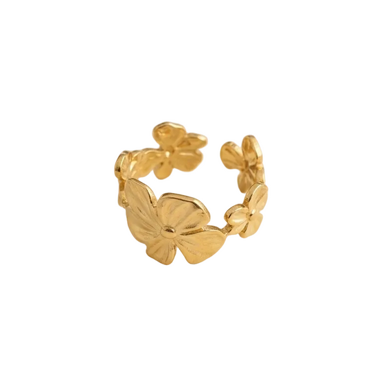 Anillo Jardín Floral - Enchape de Oro 18k - Ajustable