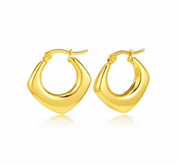 Argollas Geométricos - 2,1cm - Enchape de Oro 18k