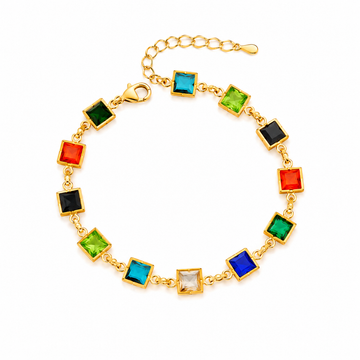 Pulsera Cristales Multicolor - Enchape de Oro 18k