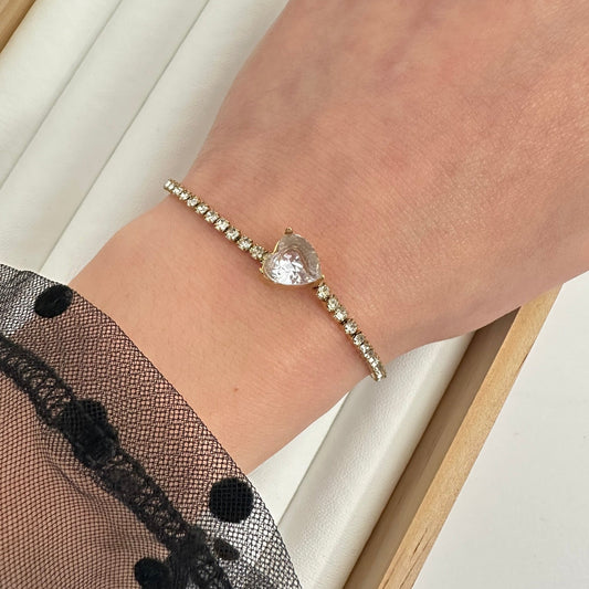 Pulsera Tennis Corazón - Enchape de Oro Premium 18k