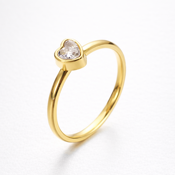 Anillo Corazón Brillante - Enchape de Oro 18k