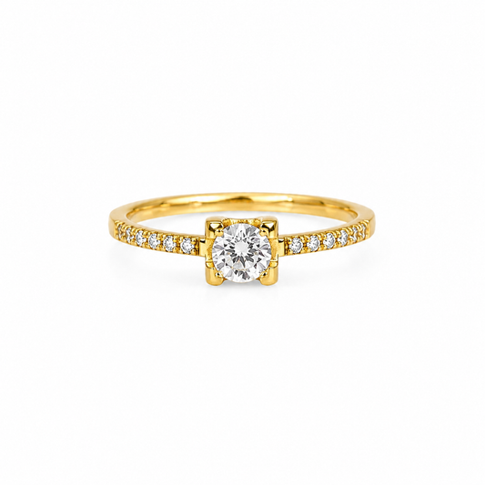 Anillo Solitario - Enchape de Oro Premium 18k