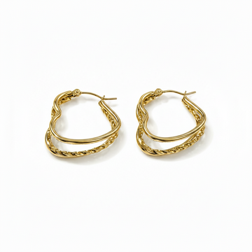Argollas triple Corazón - Enchape de Oro 18k