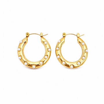 Argollas Perladas - Enchape de Oro 18k