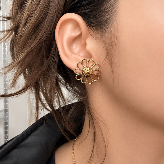Aros Margarita Gold - Enchape de Oro 18k