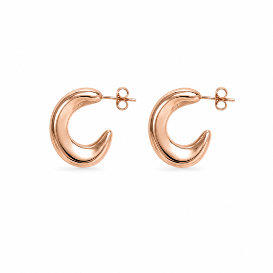 Aros Media Luna - Enchape de Oro Rosa 18k