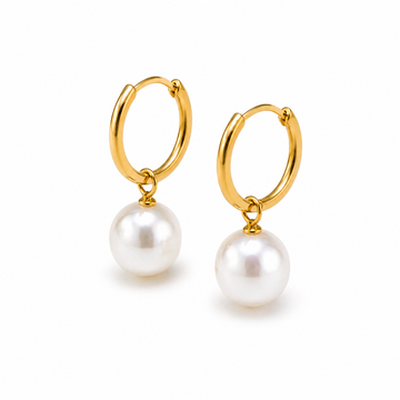 Aros Perla Celestia - Enchape de Oro 18k