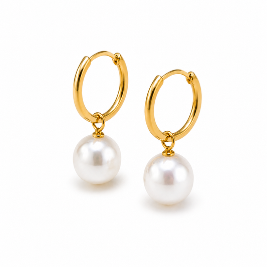 Aros Perla Celestia - Enchape de Oro 18k
