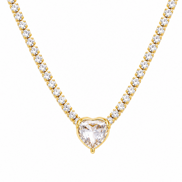 Collar Tennis Corazón - Enchape de Oro Premium 18k